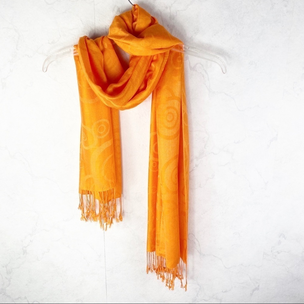 Flirty Orange Fringe Scarf